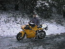 Doc Wong's Ducati in the snow